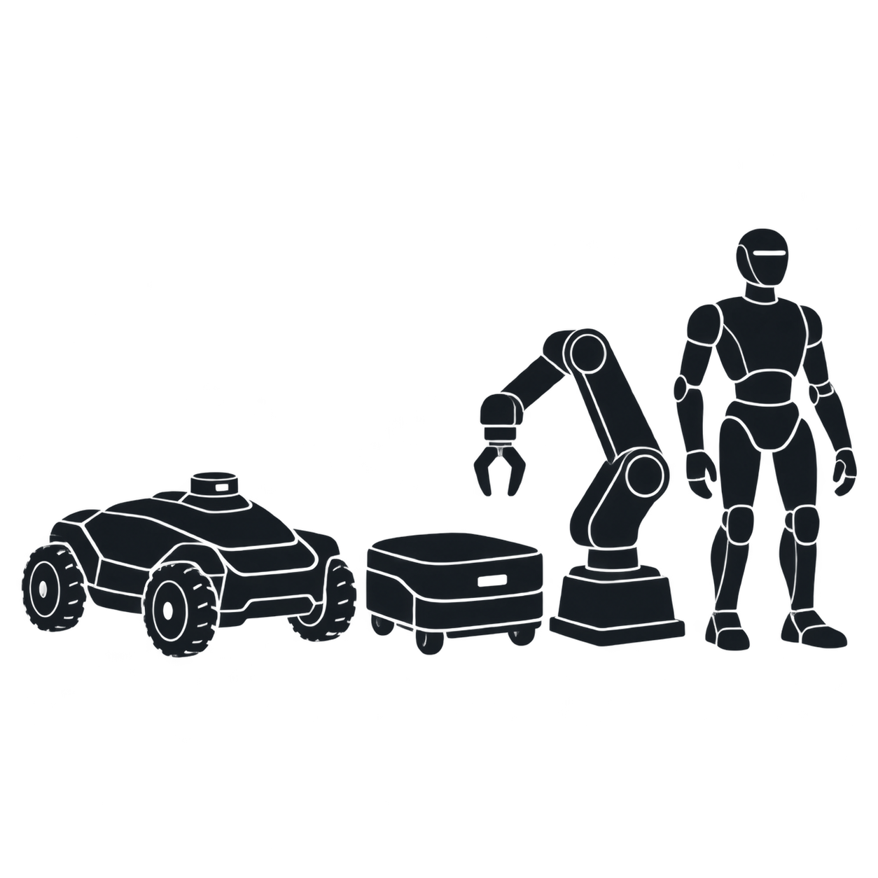 Connected robot fleets silhouette